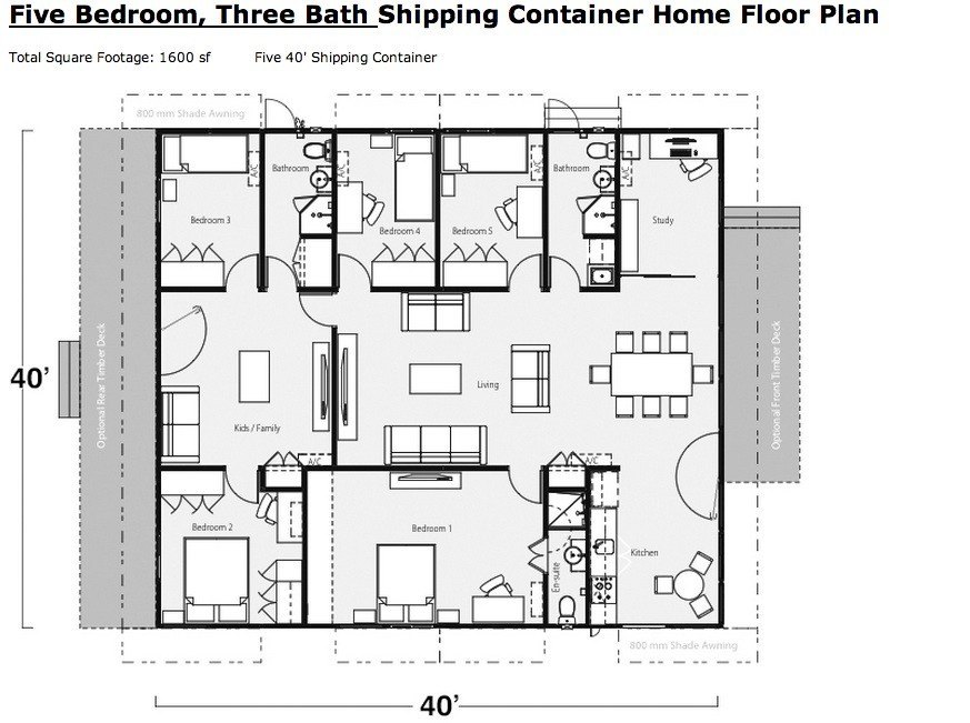 Example of a shipping container home floor plan Example of a shipping container home floor plan